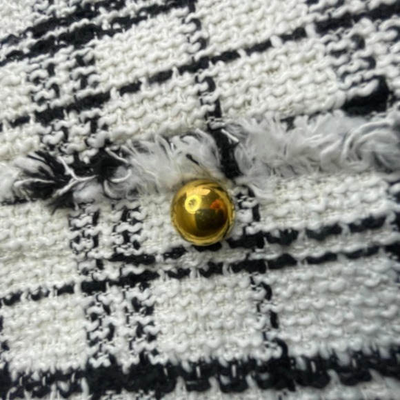 Tweed Mini Skirt Plaid Black White XL NWT Kate Kasin - Picture 2 of 9